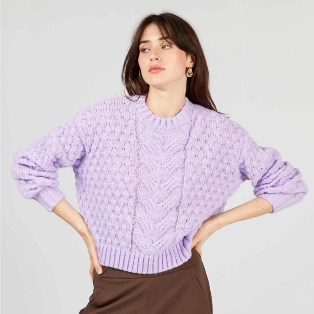 Sincerely Jules Lilac Cable Knit Sweater